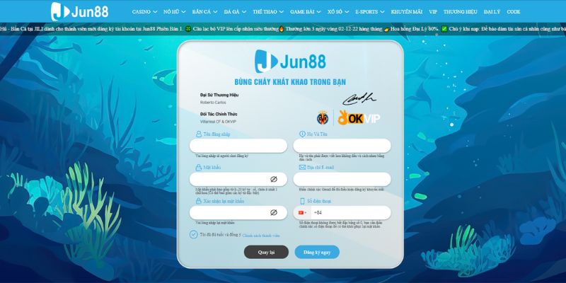  Truy cập nhà cái Jun88 chính thức và đăng nhập